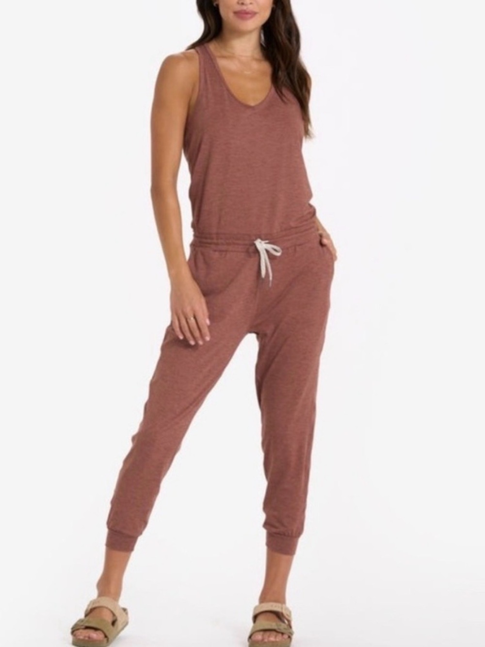 Vuori Lux Jumpsuit Women’s Size Small Racerback Jogger Heathered Terracotta